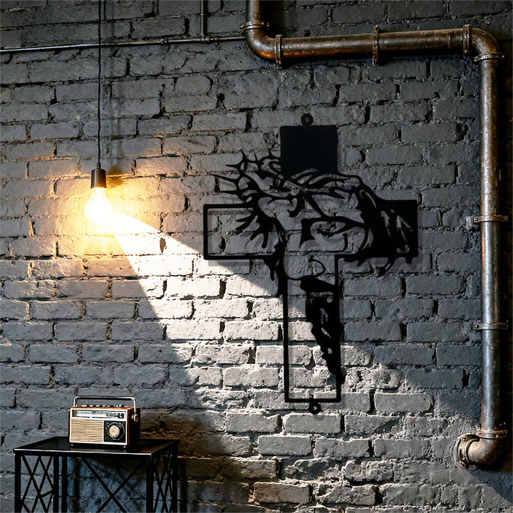 Christianartworkshop Black Metal Jesus with Crown of Thorns Cross Wall Decor - image 4