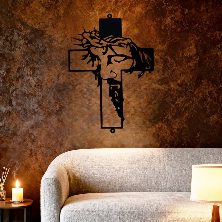 Christianartworkshop Black Metal Jesus with Crown of Thorns Cross Wall Decor - image 5