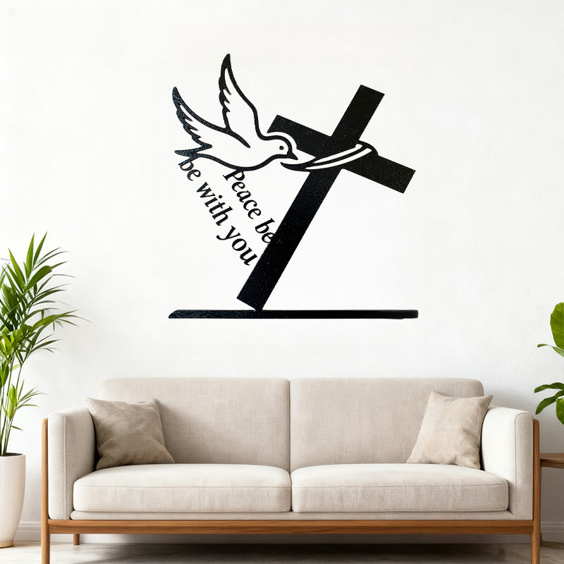 Christianartworkshop Peaceful Blessings Cross and Dove Metal Wall Decor: Be Strong and Courageous - image 3
