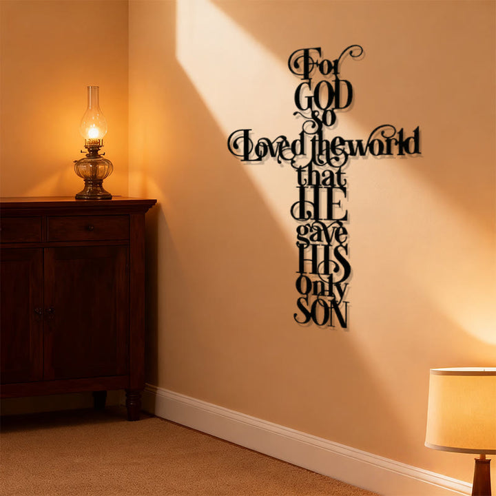 Christianartworkshop John 3:16 For God So Loved The World Cross Metal Wall Art - image 2