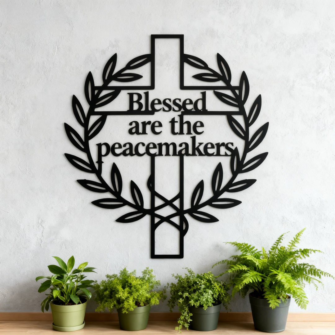 Christianartworkshop Blessed are the Peacemakers Cross with Olive Branch Metal Wall Decor - image 2