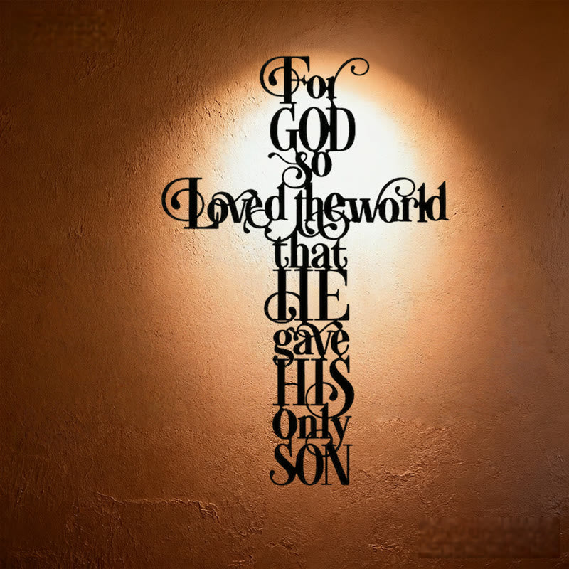 Christianartworkshop John 3:16 For God So Loved The World Cross Metal Wall Art - Black - 7.87''*11.81''/20*30cm - image 0