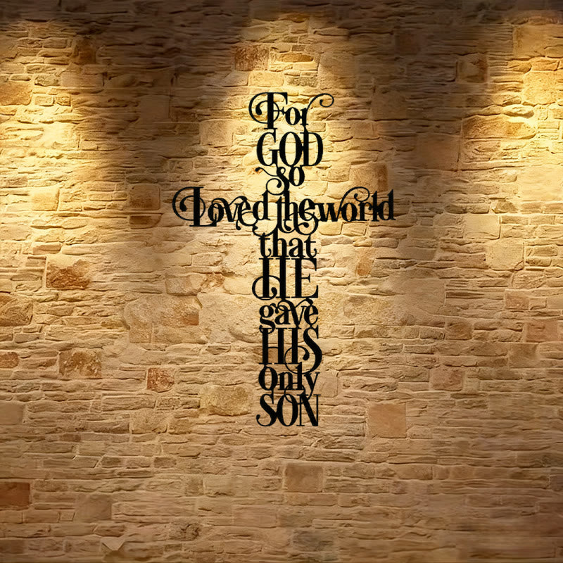 Christianartworkshop John 3:16 For God So Loved The World Cross Metal Wall Art - Black - 10.47"*15.74"/26.6*40cm - image 1