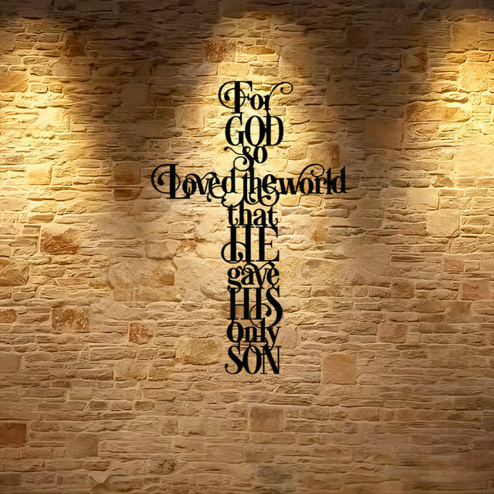 Christianartworkshop John 3:16 For God So Loved The World Cross Metal Wall Art - Black - 10.47"*15.74"/26.6*40cm - image 1