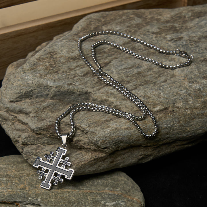 FREE Today: Hip-hop Style Jerusalem Cross Titanium Steel Pendant Necklace - image 4