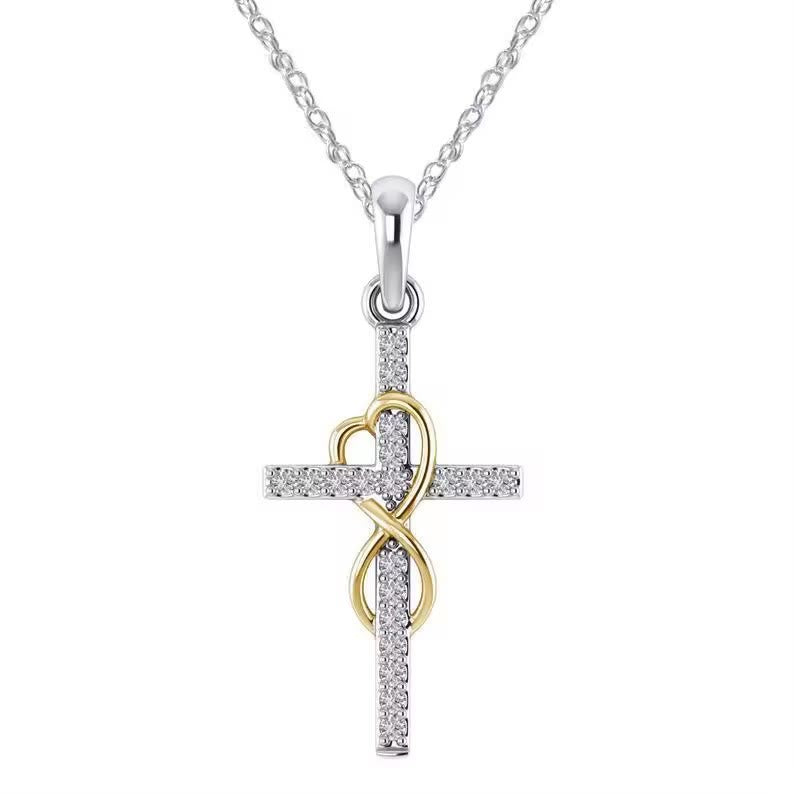 Christianartworkshop Multicolored Elegant Infinity Heart Cross Pendant Necklace - Golden & Silver - image 4