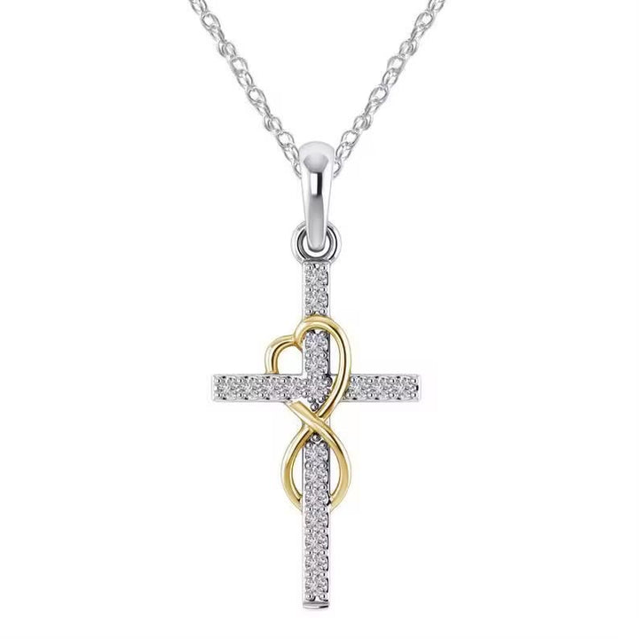 Christianartworkshop Multicolored Elegant Infinity Heart Cross Pendant Necklace - Golden & Silver - image 4
