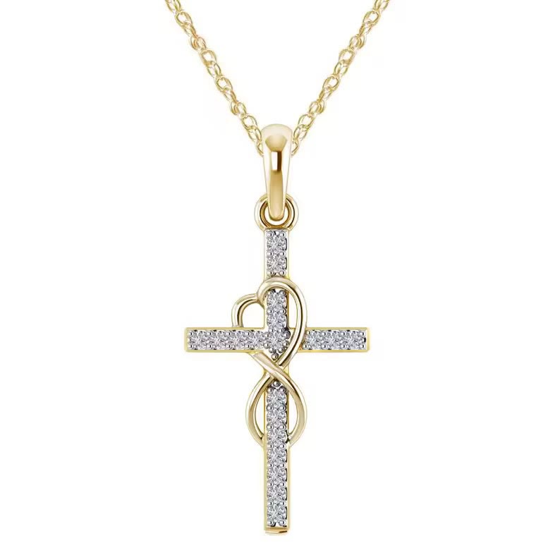 Christianartworkshop Multicolored Elegant Infinity Heart Cross Pendant Necklace - Golden - image 6
