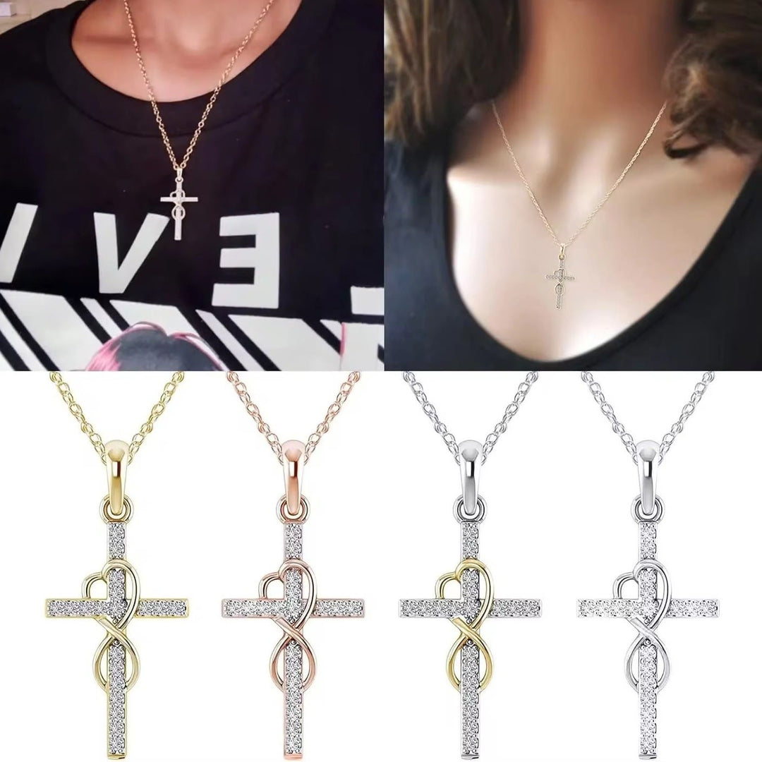 Christianartworkshop Multicolored Elegant Infinity Heart Cross Pendant Necklace - image 2