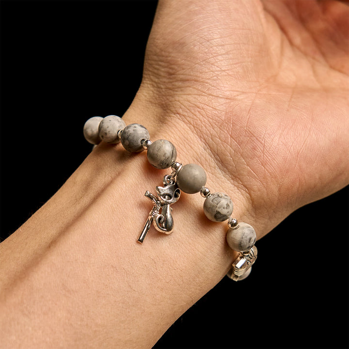 Christianartworkshop Light Grey Tabby Cat Prayer Rosary: Prayerful Care for Stray Cats Animal Rosary - image 10