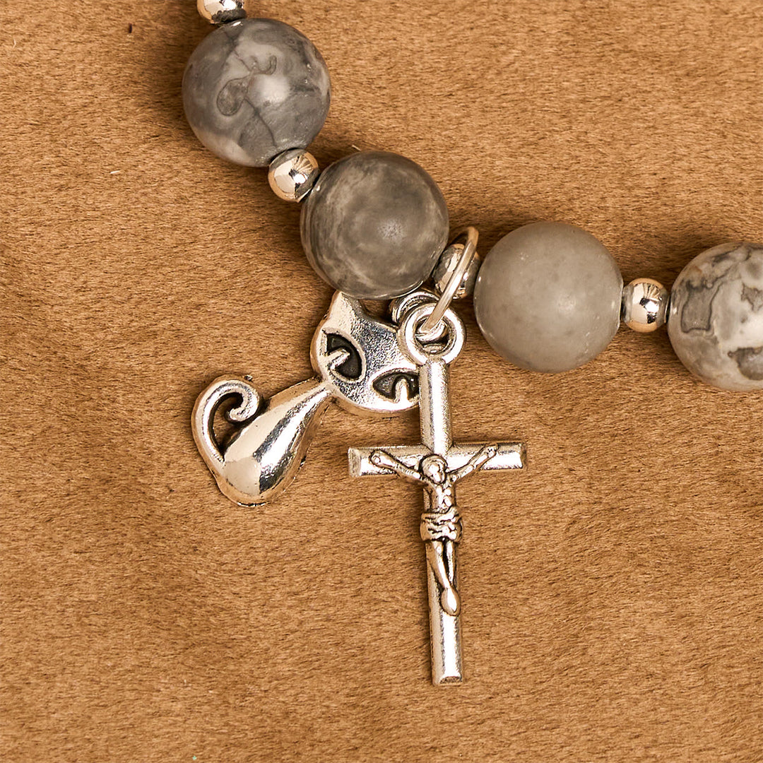 Christianartworkshop Light Grey Tabby Cat Prayer Rosary: Prayerful Care for Stray Cats Animal Rosary - image 16