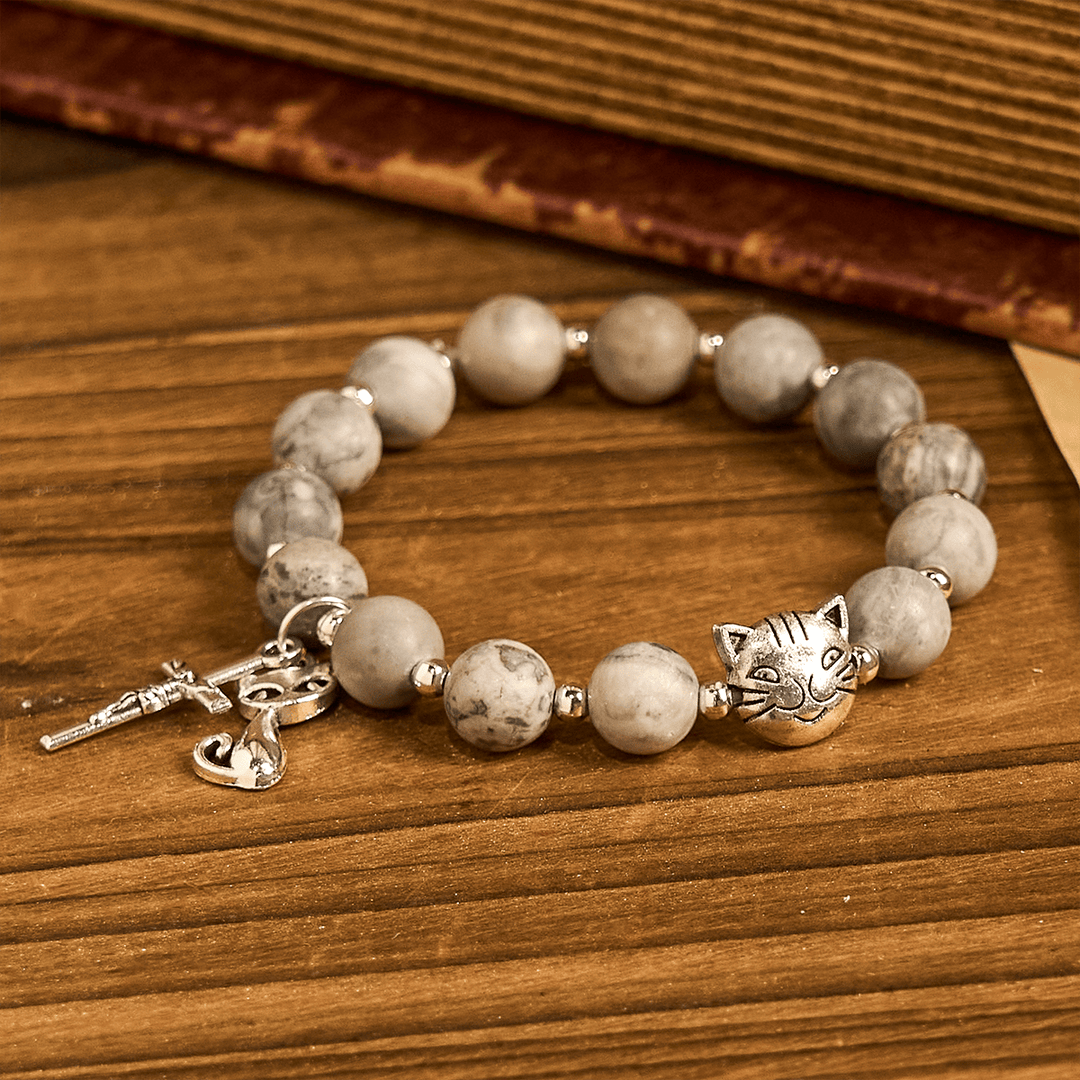 Christianartworkshop Light Grey Tabby Cat Prayer Rosary: Prayerful Care for Stray Cats Animal Rosary - image 14