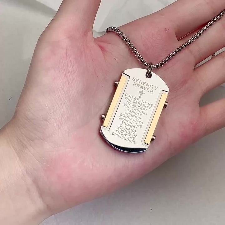 FREE Today: Stainless Steel Tri - Color Serenity Prayer Cross Necklace: Timeless Devotion - image 1