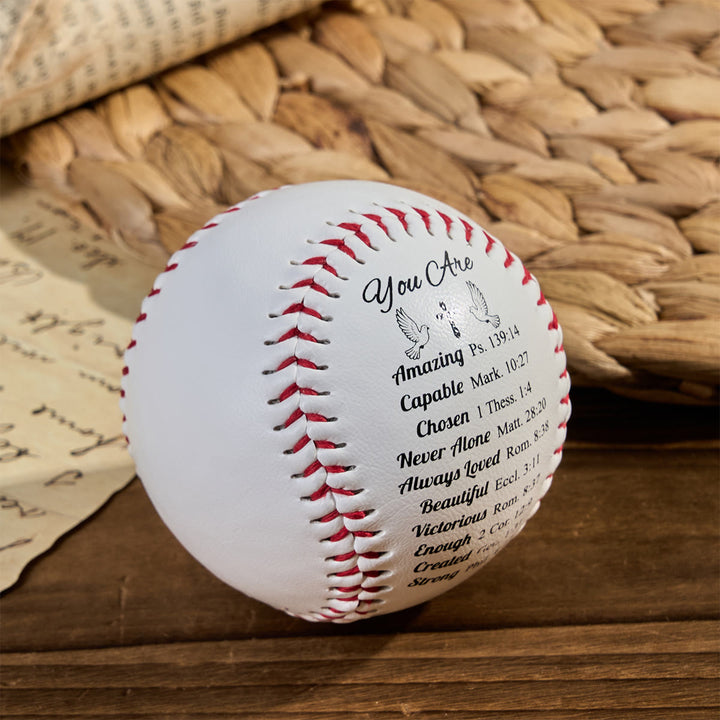 Christianartworkshop Scripture - Engraved Softball: Faith - Centered Design with Red Stitching - image 6