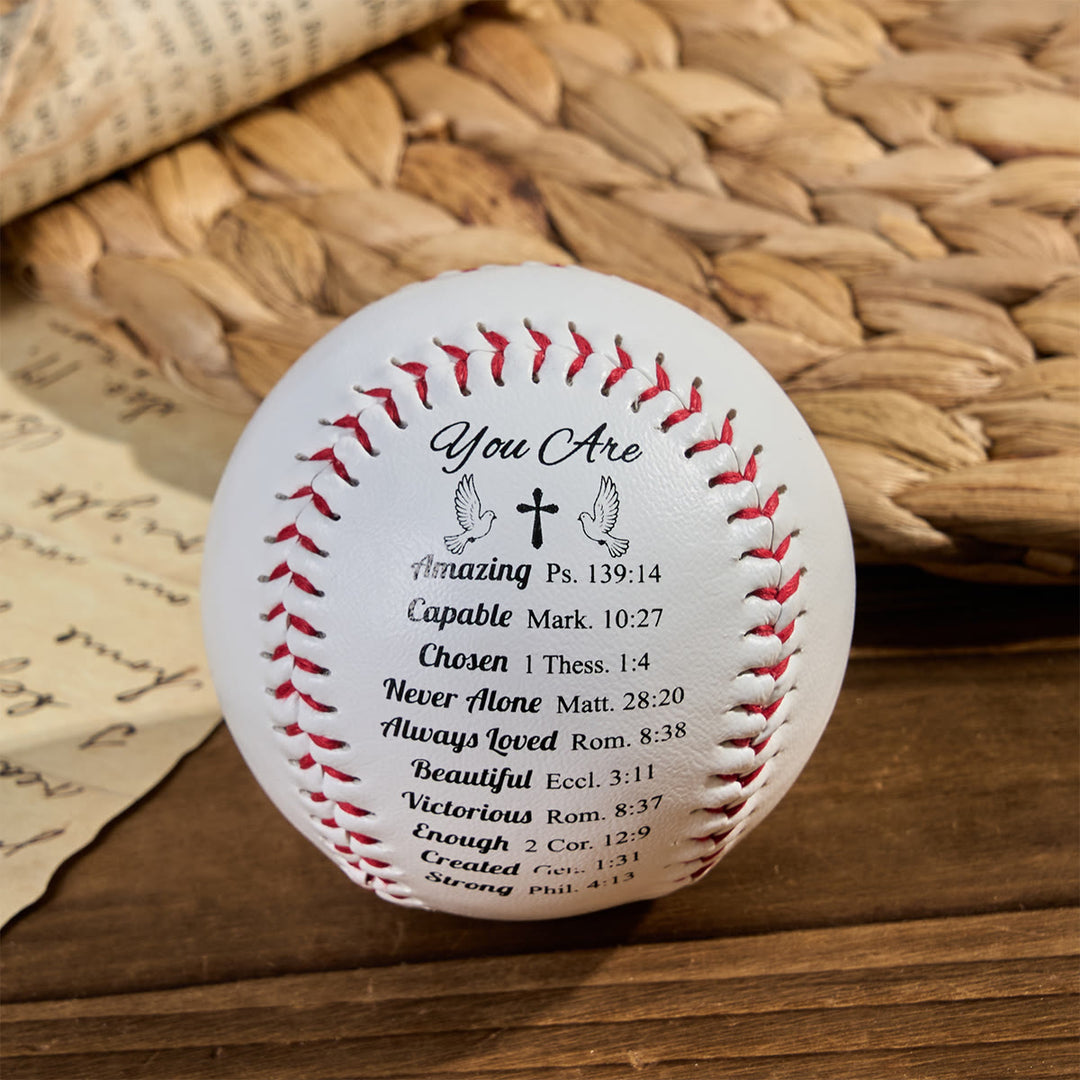 Christianartworkshop Scripture - Engraved Softball: Faith - Centered Design with Red Stitching - image 7
