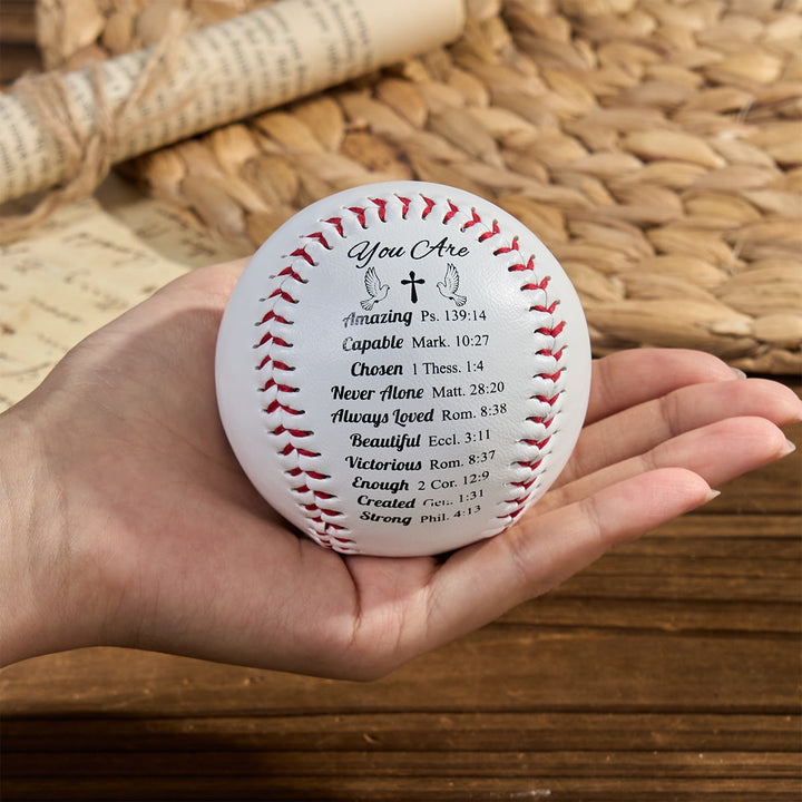 Christianartworkshop Scripture - Engraved Softball: Faith - Centered Design with Red Stitching - image 4
