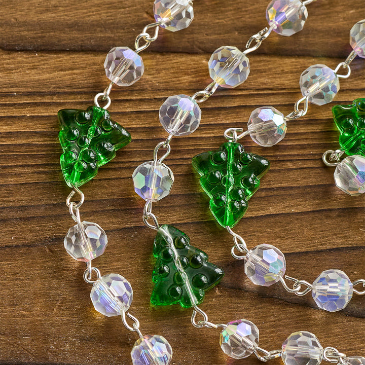Christianartworkshop Christmas Gift: Festive Faith Rosary: Iridescent Translucent Beads & Christmas Tree Accents - image 9