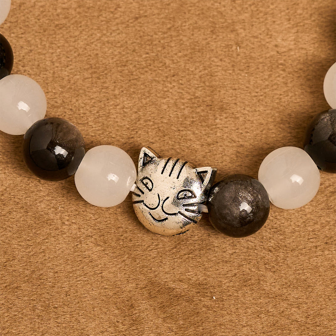 Christianartworkshop Our Lady's Blessing with Black & White Cow Cat Beads Bracelet, Animal Rosary - image 17