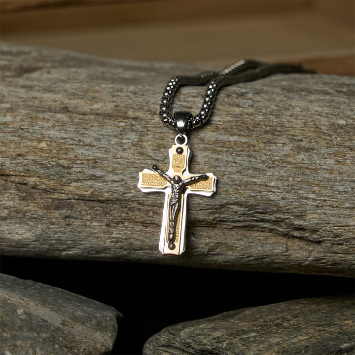 Christianartworkshop Dual - Tone Metal Crucifix Necklace with Jesus Figure: Faith & Art Fusion - Golden - image 0
