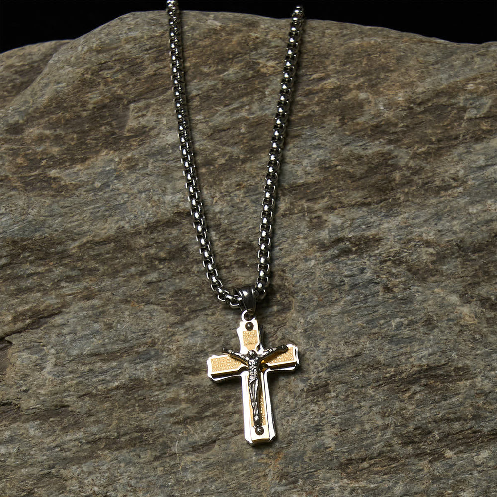 Christianartworkshop Dual - Tone Metal Crucifix Necklace with Jesus Figure: Faith & Art Fusion - image 1