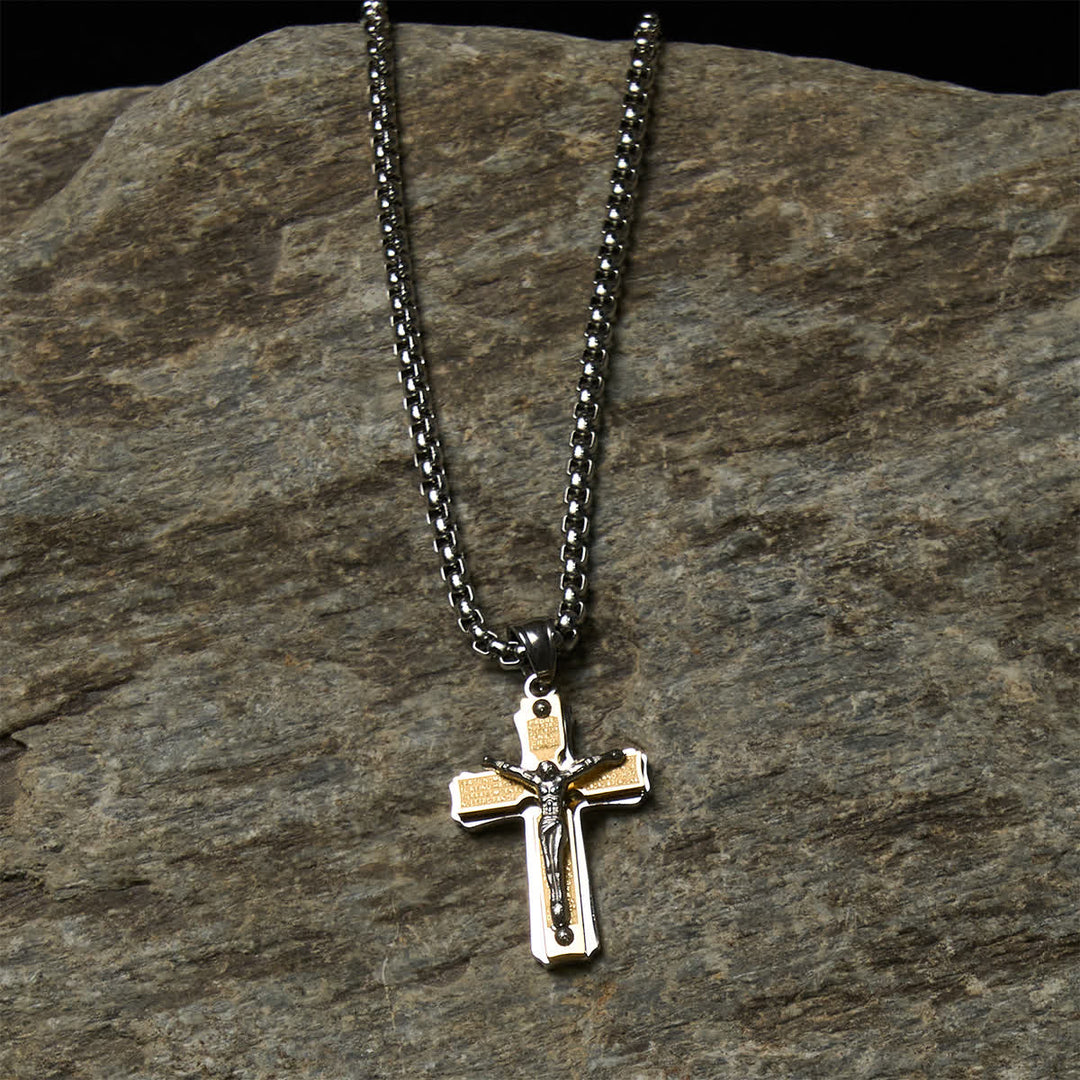 Christianartworkshop Dual - Tone Metal Crucifix Necklace with Jesus Figure: Faith & Art Fusion - image 1