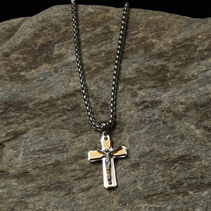 Christianartworkshop Dual - Tone Metal Crucifix Necklace with Jesus Figure: Faith & Art Fusion - image 1