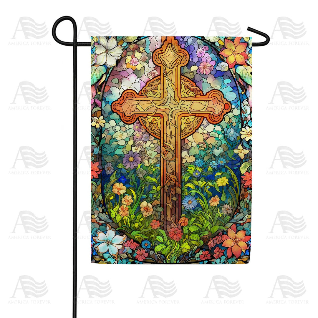 Christianartworkshop Floral - Encircled Stained Cross Garden Flag: Faith Decor for Yard - image 5