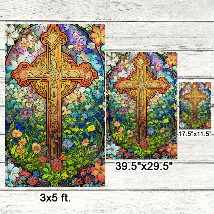 Christianartworkshop Floral - Encircled Stained Cross Garden Flag: Faith Decor for Yard - image 6
