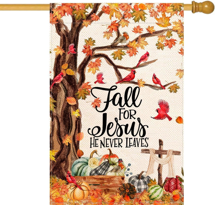 Christianartworkshop Fall for Jesus Autumn Garden Flag with Red Cardinals & Pumpkins - image 6