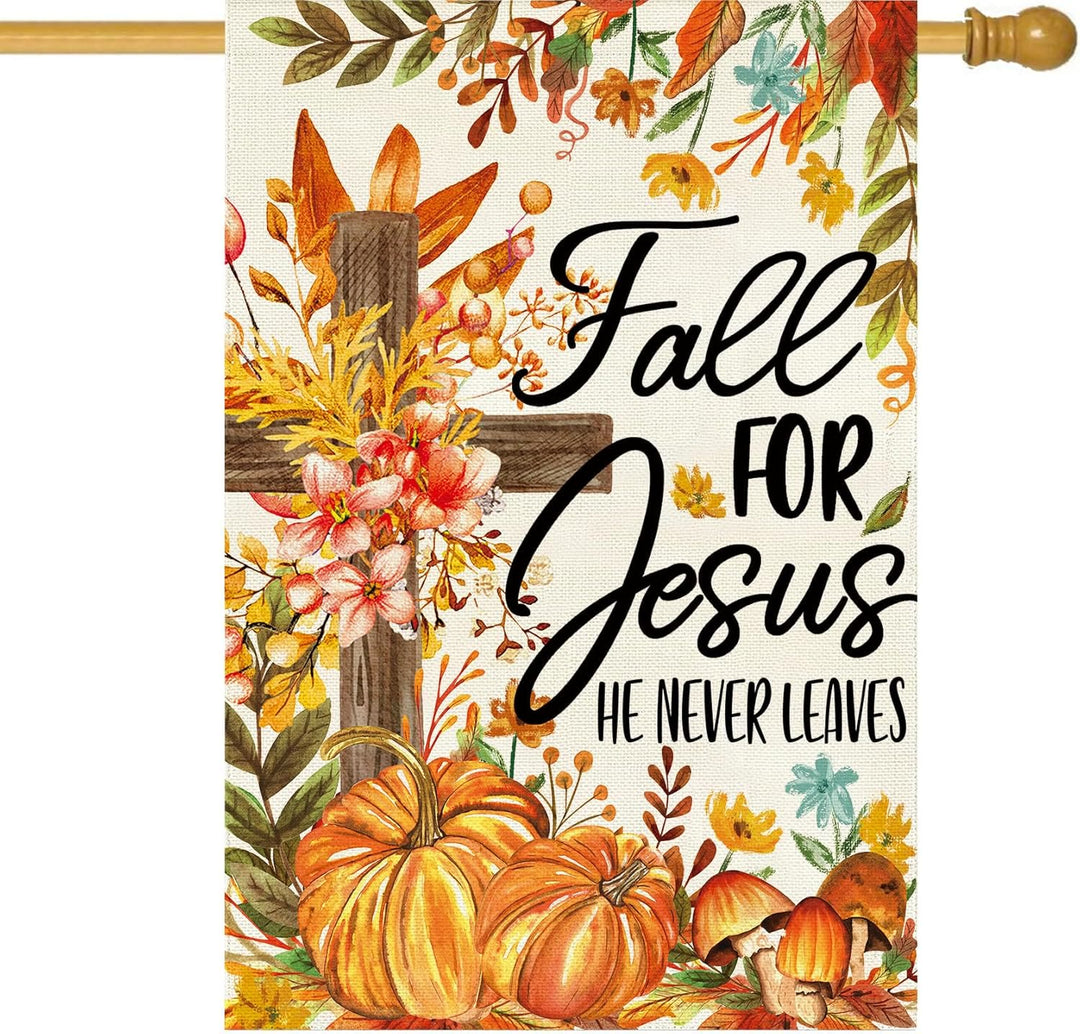 Christianartworkshop Fall for Jesus Autumn Garden Flag with Red Cardinals & Pumpkins - image 13