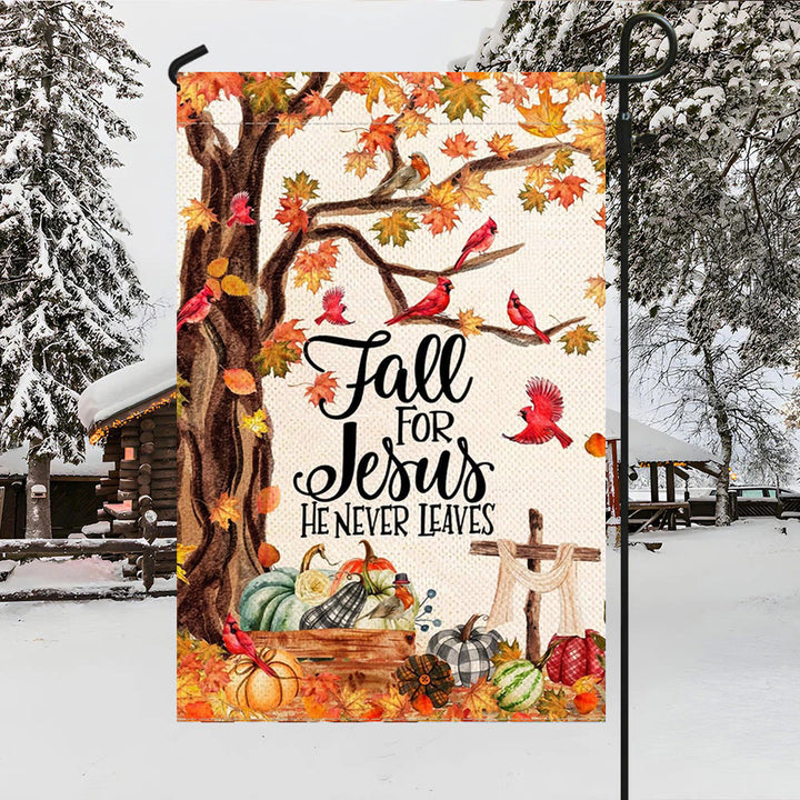 Christianartworkshop Fall for Jesus Autumn Garden Flag with Red Cardinals & Pumpkins - image 3