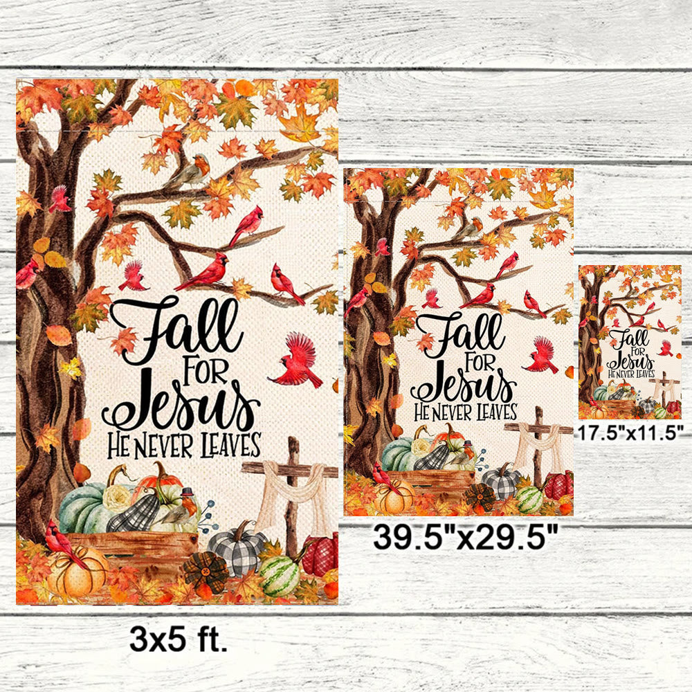 Christianartworkshop Fall for Jesus Autumn Garden Flag with Red Cardinals & Pumpkins - image 5