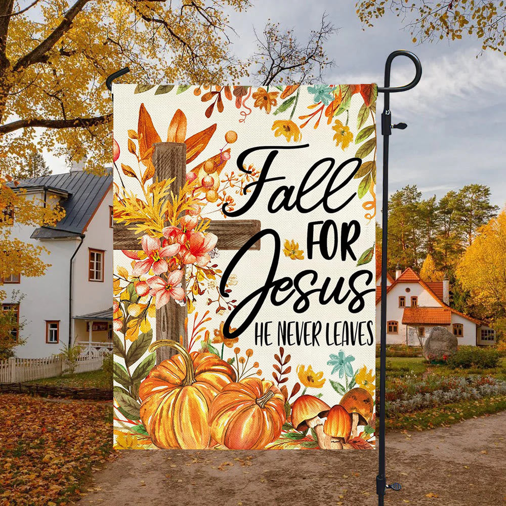 Christianartworkshop Fall for Jesus Autumn Garden Flag with Red Cardinals & Pumpkins - image 11