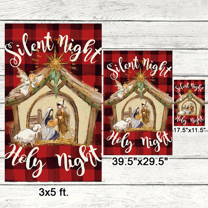 Christianartworkshop Faith - Filled Silent Night Garden Flag: Buffalo Plaid & Nativity Scene - image 5