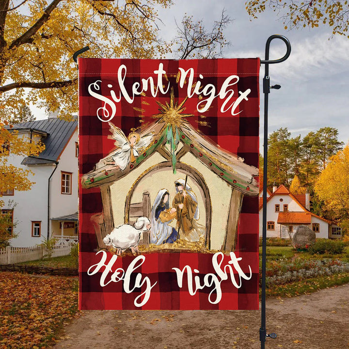 Christianartworkshop Faith - Filled Silent Night Garden Flag: Buffalo Plaid & Nativity Scene - image 4