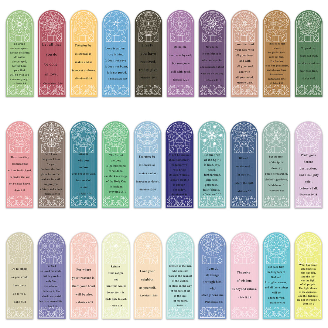 Christianartworkshop Stained Glass Style Colorful Scripture Verse Bookmarks Set of 30 - image 3
