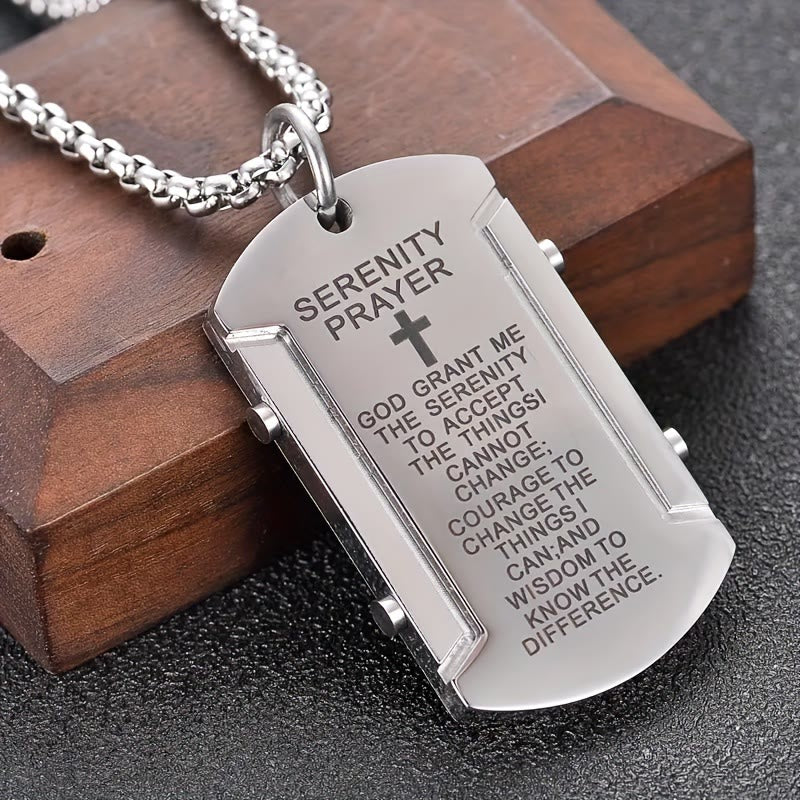 Christianartworkshop Stainless Steel Tri - Color Serenity Prayer Cross Necklace: Timeless Devotion - Silver - image 4