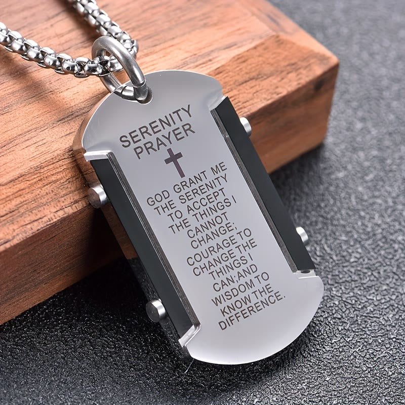 Christianartworkshop Stainless Steel Tri - Color Serenity Prayer Cross Necklace: Timeless Devotion - Black - image 2