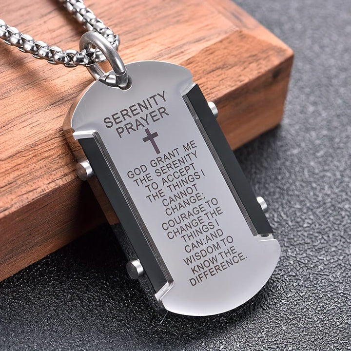 Christianartworkshop Stainless Steel Tri - Color Serenity Prayer Cross Necklace: Timeless Devotion - Black - image 2