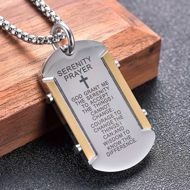 FREE Today: Stainless Steel Tri - Color Serenity Prayer Cross Necklace: Timeless Devotion - Golden - image 0