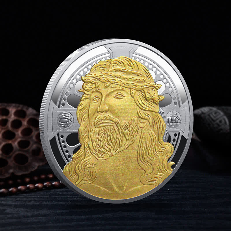 Christianartworkshop Classic Style the Jesus Crown of Thorns Protection Strengthen Connection Coin - image 1