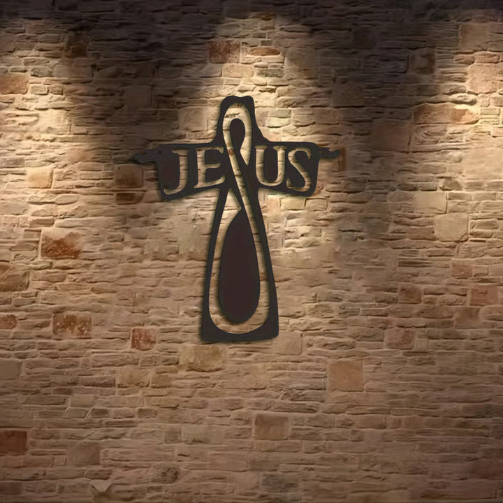 Christianartworkshop Minimalist Black Metal Jesus Cross Metal Wall Decor - image 2
