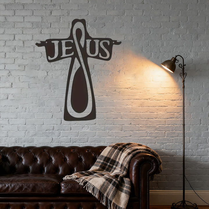 Christianartworkshop Minimalist Black Metal Jesus Cross Metal Wall Decor - image 3