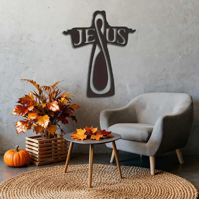 Christianartworkshop Minimalist Black Metal Jesus Cross Metal Wall Decor - image 4
