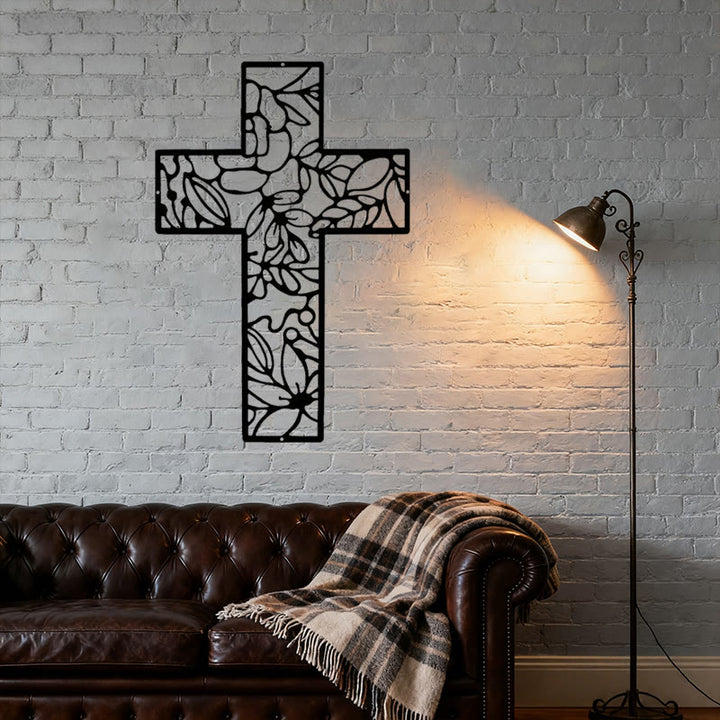 Christianartworkshop Spiritual Praying Hands Heart Cross Black Metal Wall Decor - image 4