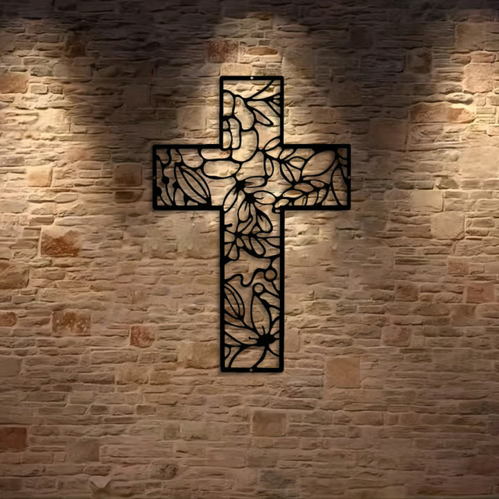 Christianartworkshop Spiritual Praying Hands Heart Cross Black Metal Wall Decor - image 2