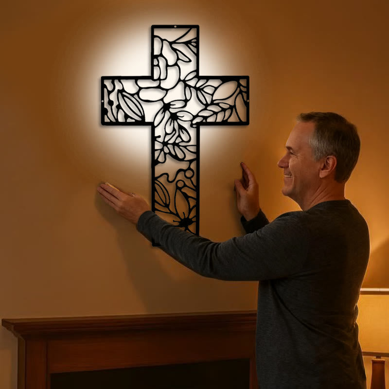 Christianartworkshop Spiritual Praying Hands Heart Cross Black Metal Wall Decor - image 1