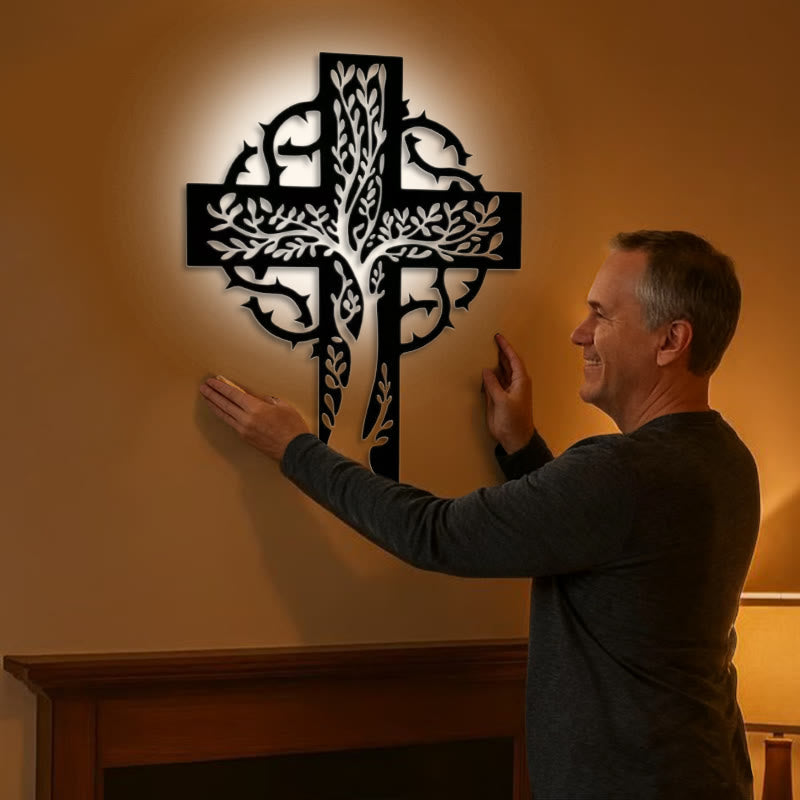 Christianartworkshop Rustic Tree of Life Cross Black Metal Wall Decor - image 1