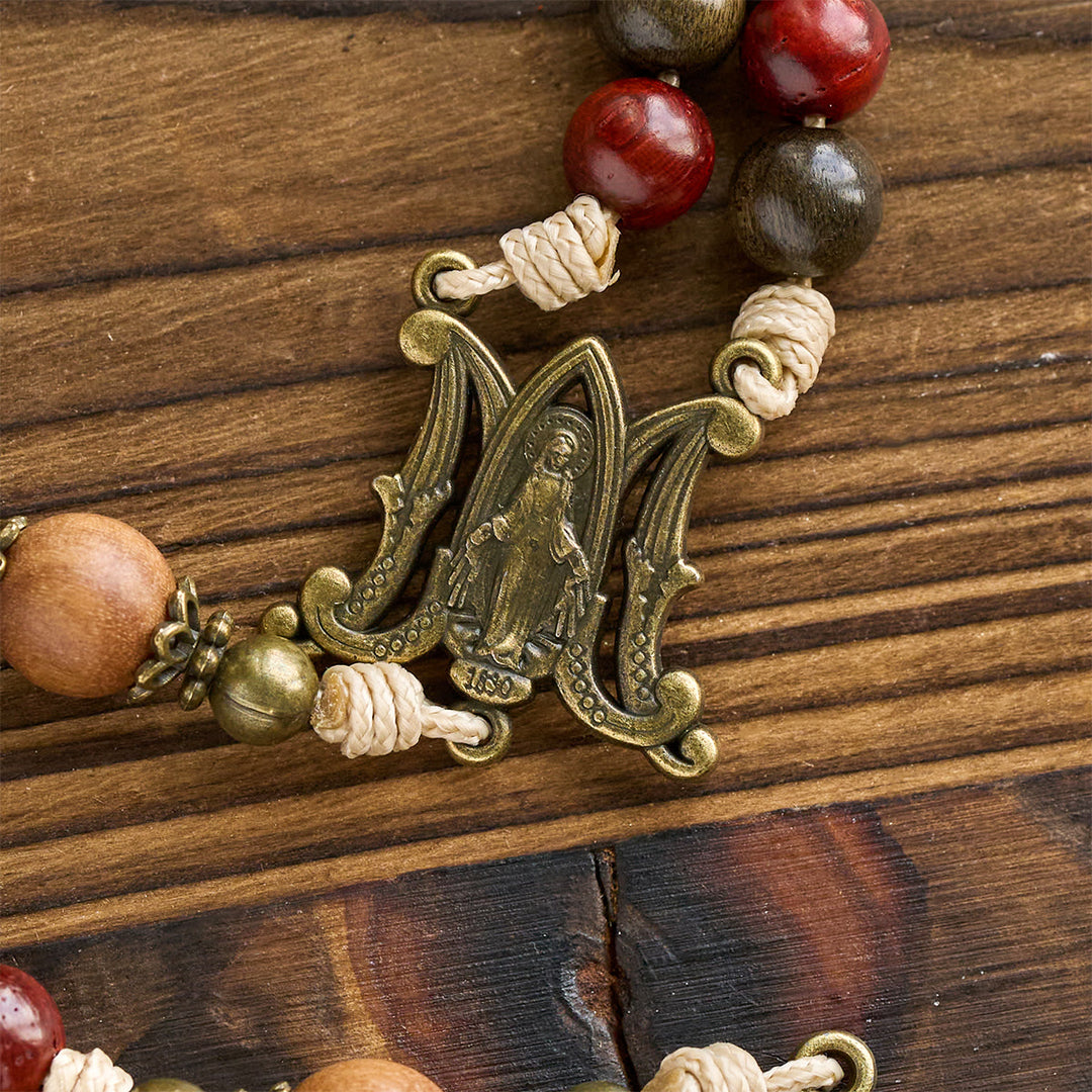 Christianartworkshop Traditoinal Christmas-Style Wooden Rosary: Earthy Beads & Bronze Crucifix - image 8