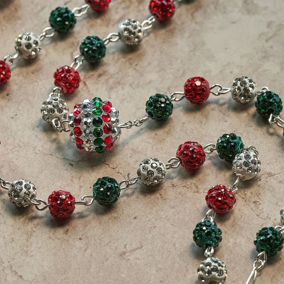 Christianartworkshop Christmas Gift: Crystal-Covered Tricolor Beads & Miraculous Medal Glam Sparkling Rosary - image 11